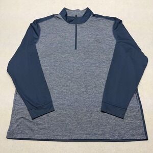 Adidas Golf Mens 2XL Quarter Zip Pullover Blue Heathered Grey Athletic Y2K Boxy